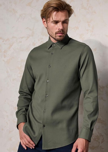 Cotton Traders Green Long Sleeve Premium Waffle Shirt