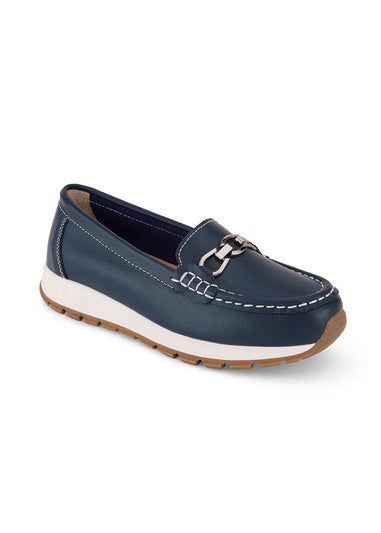 Cotton Traders Dark Blue Leather Loafers