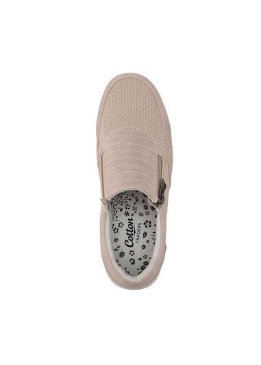 Cotton Traders Amtique Gold Suede Side Zip Leisure Flex Trainers