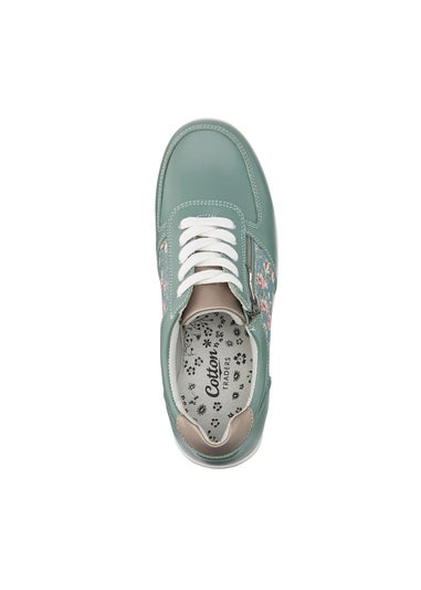 Cotton Traders Mint Floral Side Zip Trainers