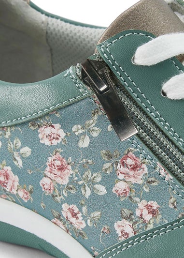 Cotton Traders Mint Floral Side Zip Trainers