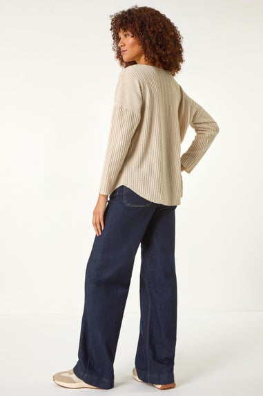 Roman Cream Textured Relaxed Top