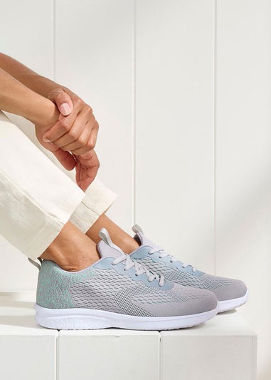 Cotton Traders Frost Grey Memorylite Lace Up Trainers
