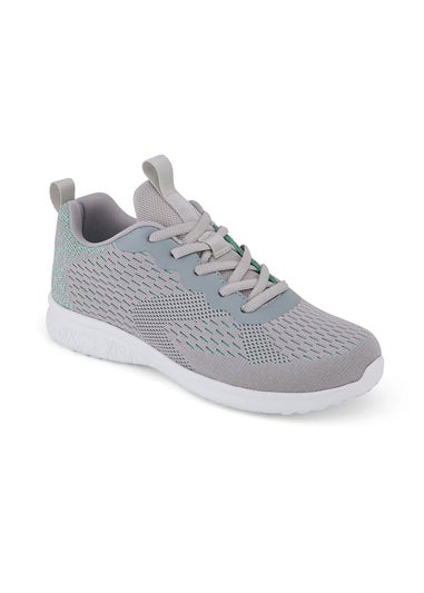 Cotton Traders Frost Grey Memorylite Lace Up Trainers