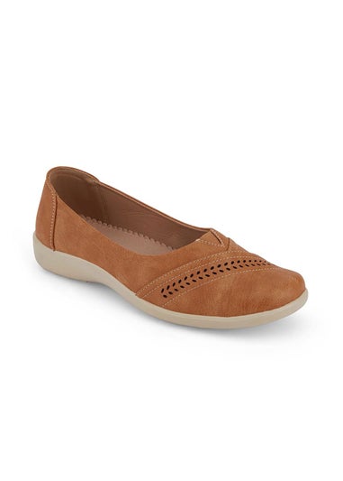 Cotton Traders Chestnut Soft Step Laser Cut Shoes