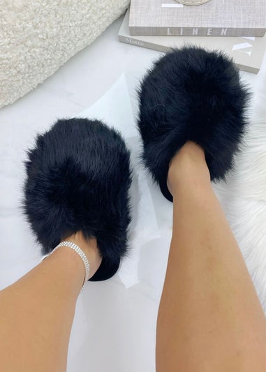 Love Lemonade Black Ultimate Cosy Fluffy Slippers