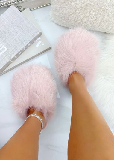 Love Lemonade Pink Ultimate Cosy Fluffy Slippers