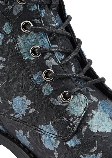 Cotton Traders Black Floral Boots