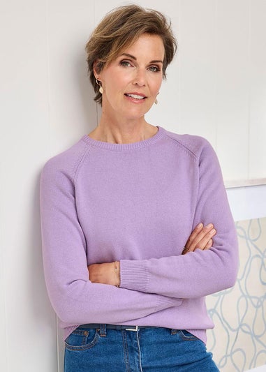 Cotton Traders Deep Lavender Cotton Crew Neck Jumper