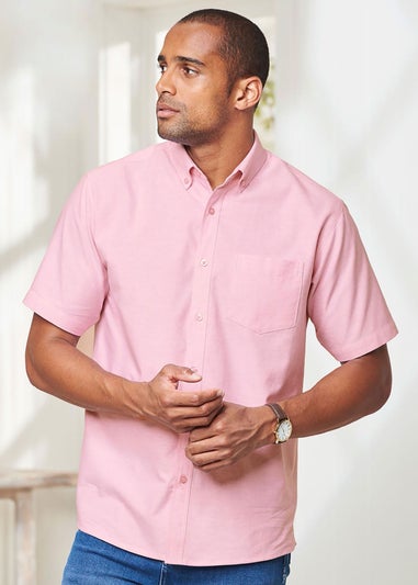 Cotton Traders Red Coral Short Sleeve Oxford Shirt