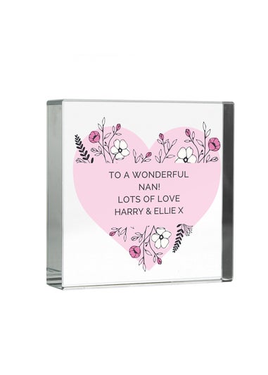 Personalised Memento Company Pink Floral Clear Glass Ornament