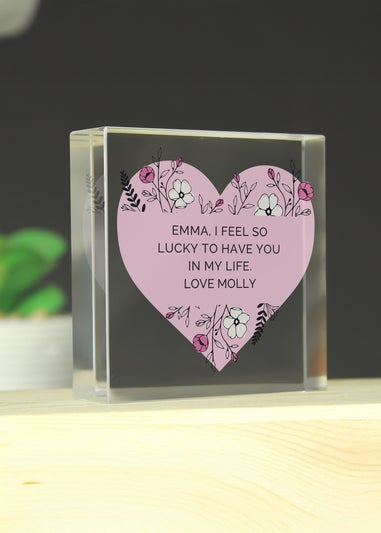 Personalised Memento Company Pink Floral Clear Glass Ornament