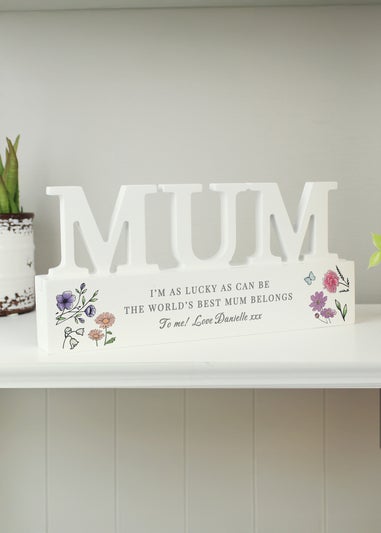 Personalised Memento Company Wildflower Mum White Wooden Ornament