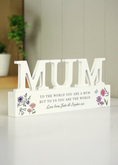 Personalised Memento Company Wildflower Mum White Wooden Ornament