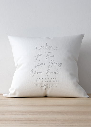 Personalised Memento Company True Love Story White Cushion & Insert