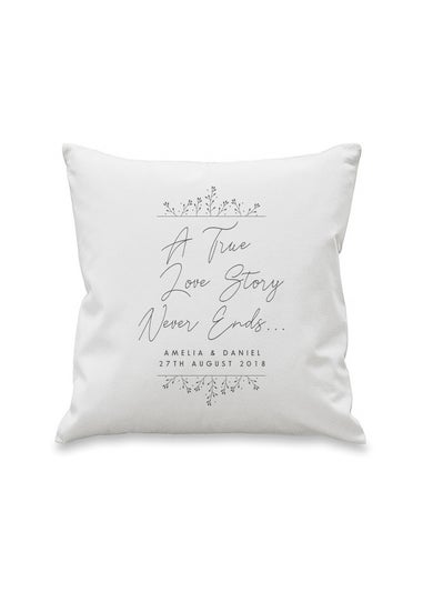 Personalised Memento Company True Love Story White Cushion & Insert