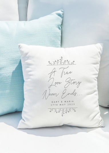 Personalised Memento Company True Love Story White Cushion & Insert