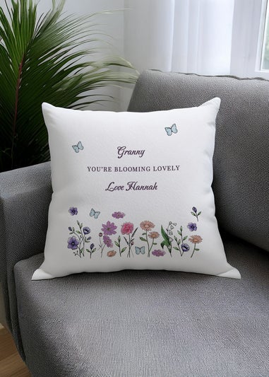 Personalised Memento Company Wildflower White Cushion & Insert