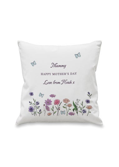 Personalised Memento Company Wildflower White Cushion & Insert