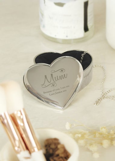 Personalised Memento Company Silver Mum Swirls & Hearts Trinket Box