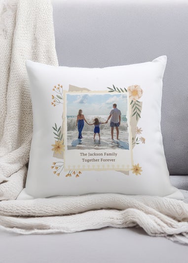 Personalised Memento Company Photo Upload Floral White Cushion & Insert