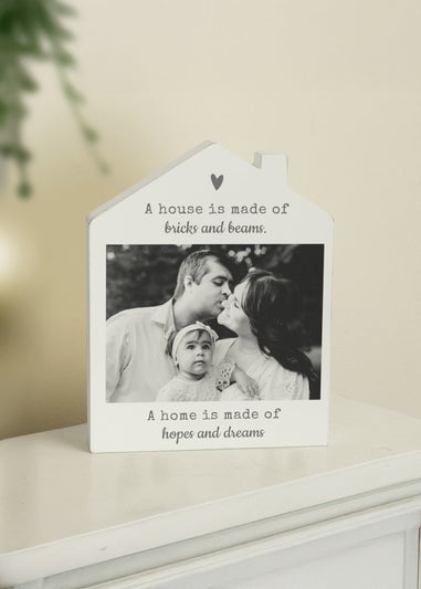 Personalised Memento Company Photo Upload White Wooden House Ornament