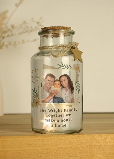 Personalised Memento Company Photo Upload LED Clear Glass Jar