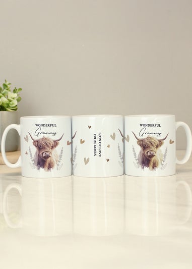 Personalised Memento Company Highland Cow White Ceramic Mug