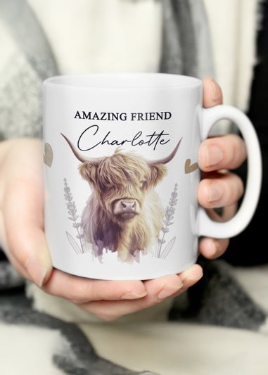 Personalised Memento Company Highland Cow White Ceramic Mug