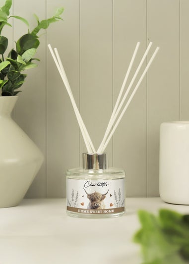 Personalised Memento Company Highland Cow Clear Reed Diffuser