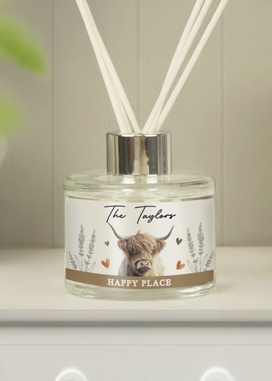 Personalised Memento Company Highland Cow Clear Reed Diffuser