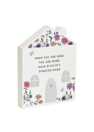 Personalised Memento Company Home Wildflower White Wooden House Ornament