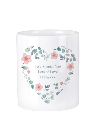 Personalised Memento Company Floral Heart White Ceramic Storage Pot