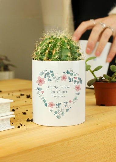 Personalised Memento Company Floral Heart White Ceramic Storage Pot