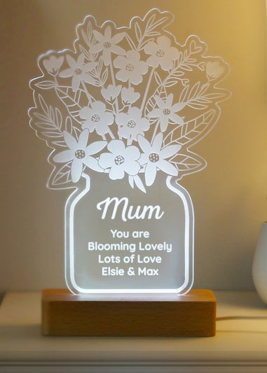 Personalised Memento Company Flower White LED Light Up Sign