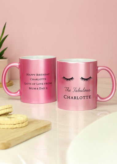 Personalised Memento Company Eyelashes Pink Mug