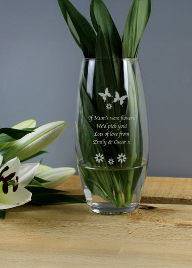 Personalised Memento Company Butterflies & Flowers Clear Bullet Vase