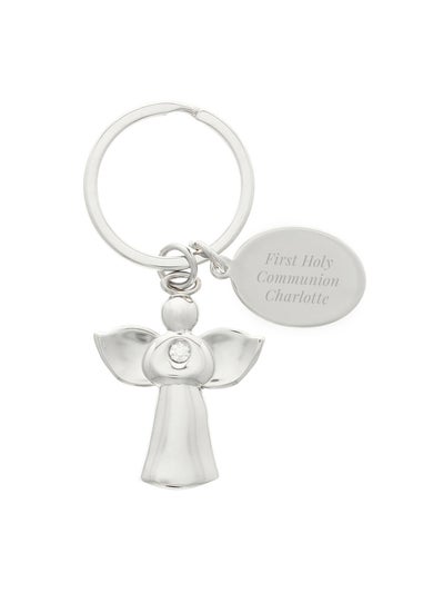 Personalised Memento Company Silver Plated Angel Keyring