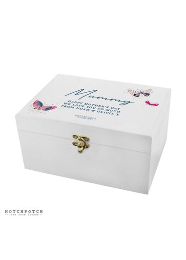 Personalised Memento Company Floral Wishes White Wooden Keepsake Box