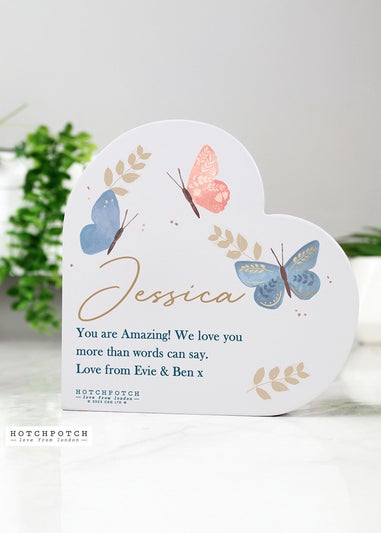 Personalised Memento Company Hotchpotch Butterfly Grey Heart Ornament