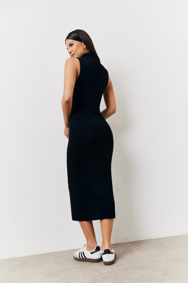 In The Style Black Fine Gauge Roll Neck Knit Co-Ord Midi Dress