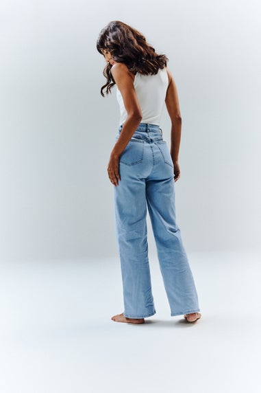 In The Style Petite Light Blue Isla Wide Leg Jeans