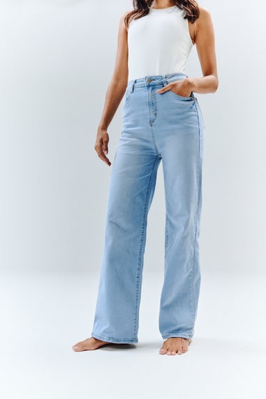 In The Style Petite Light Blue Isla Wide Leg Jeans