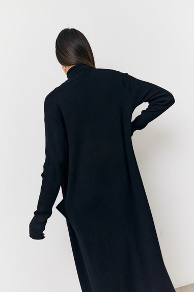 In The Style Black Fine Gauge Knit Co-Ord Longlined Cardigan