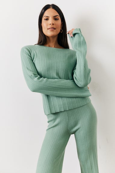 In The Style Sage Fine Gauge Knit Round Neck Co-Ord Top