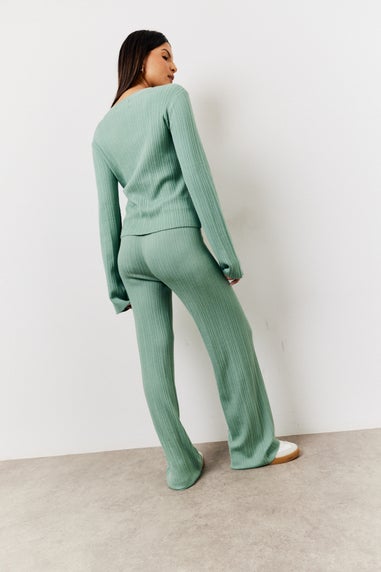 In The Style Sage Fine Gauge Knit Flare Leg Co-Ord Trouser