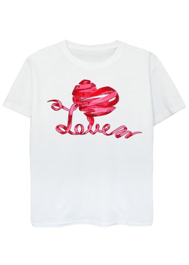 Brands In Valentine's Day Love Ribbon Heart Kids White T-Shirt (3-13 Years)