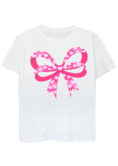 Brands In Valentine's Day Heart Bow Kids White T-Shirt (3-13 Years)