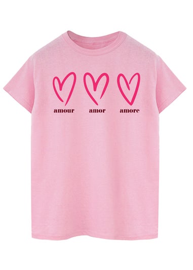 Brands In Valentine's Day Amour Amor Amore Adult Pink Boyfriend Fit T-Shirt