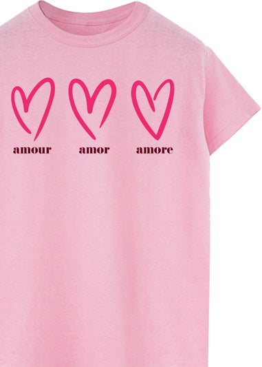 Brands In Valentine's Day Amour Amor Amore Adult Pink Boyfriend Fit T-Shirt